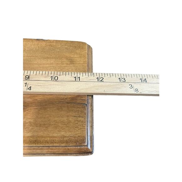 Vintage Primitive Hand Carved Flower Wooden Trinket Jewelry Box Hinged Heavy 12" - Picture 13 of 15